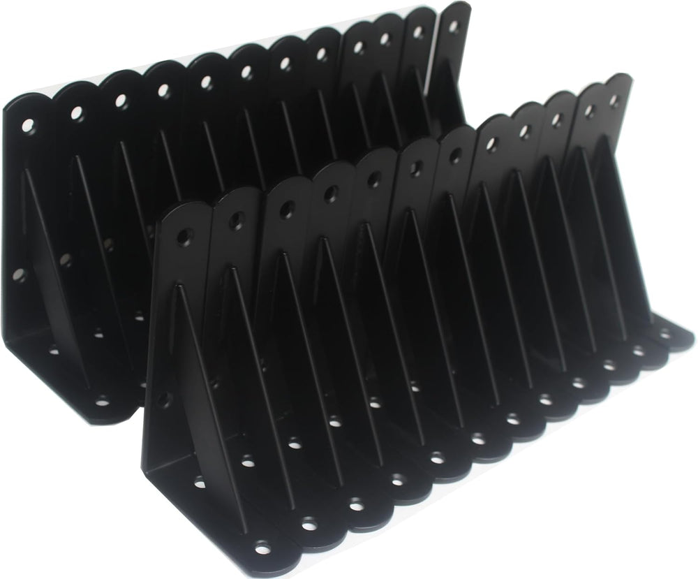 24 Pack L5 x H 3" Black Heavy Duty Shelf Brackets with Screws Metal Shel...