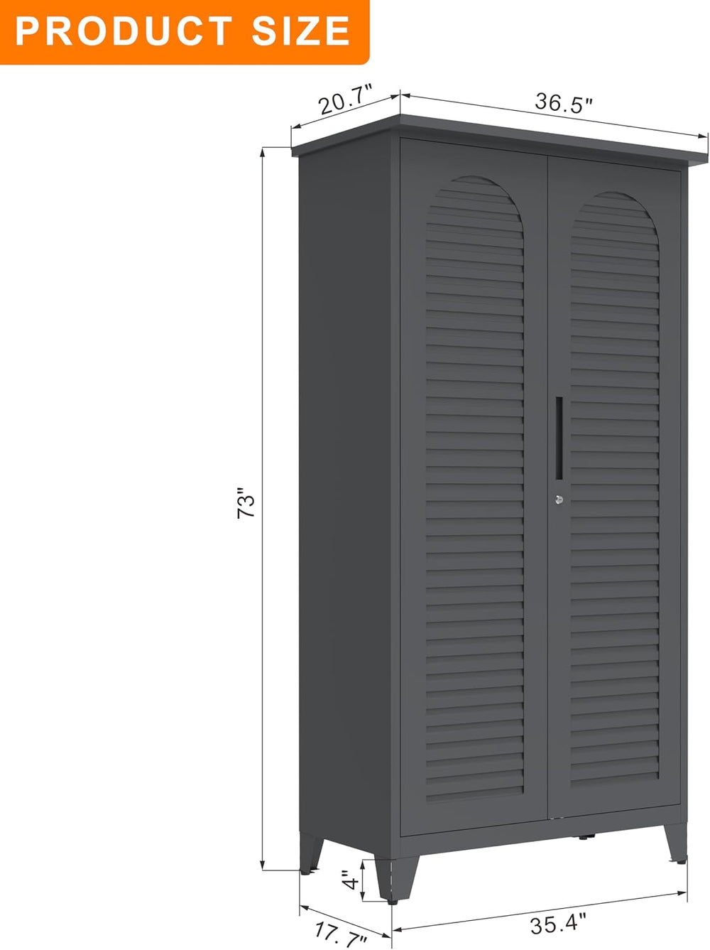 RYH 73" Tall Metal Outdoor Storage Cabinet(73" H × 35.4" W ×17...