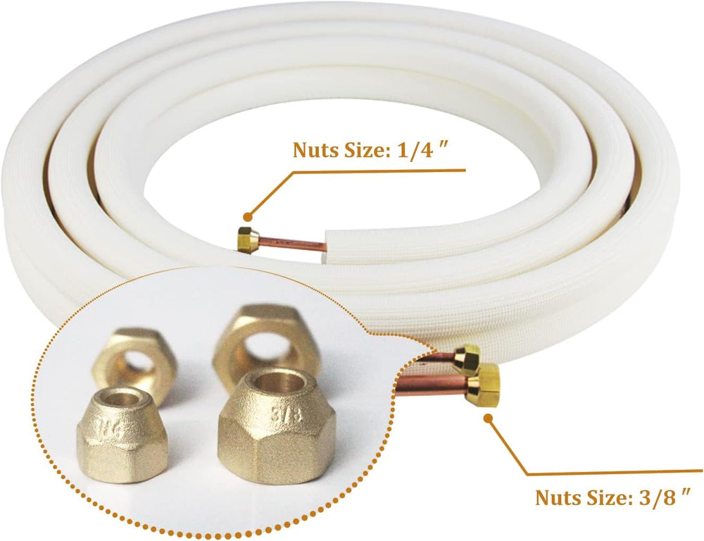 25 Ft Mini Split Line Set.Air Conditioner Copper Tubing Pipes Extension Set, ...