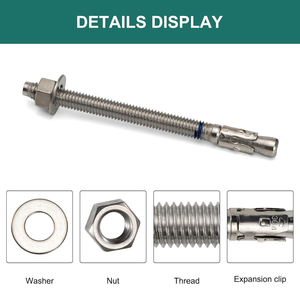 3/8" x 6-1/2" Concrete Anchor (25 Pack) 3/8 inch Wedge Anchors Bolt...