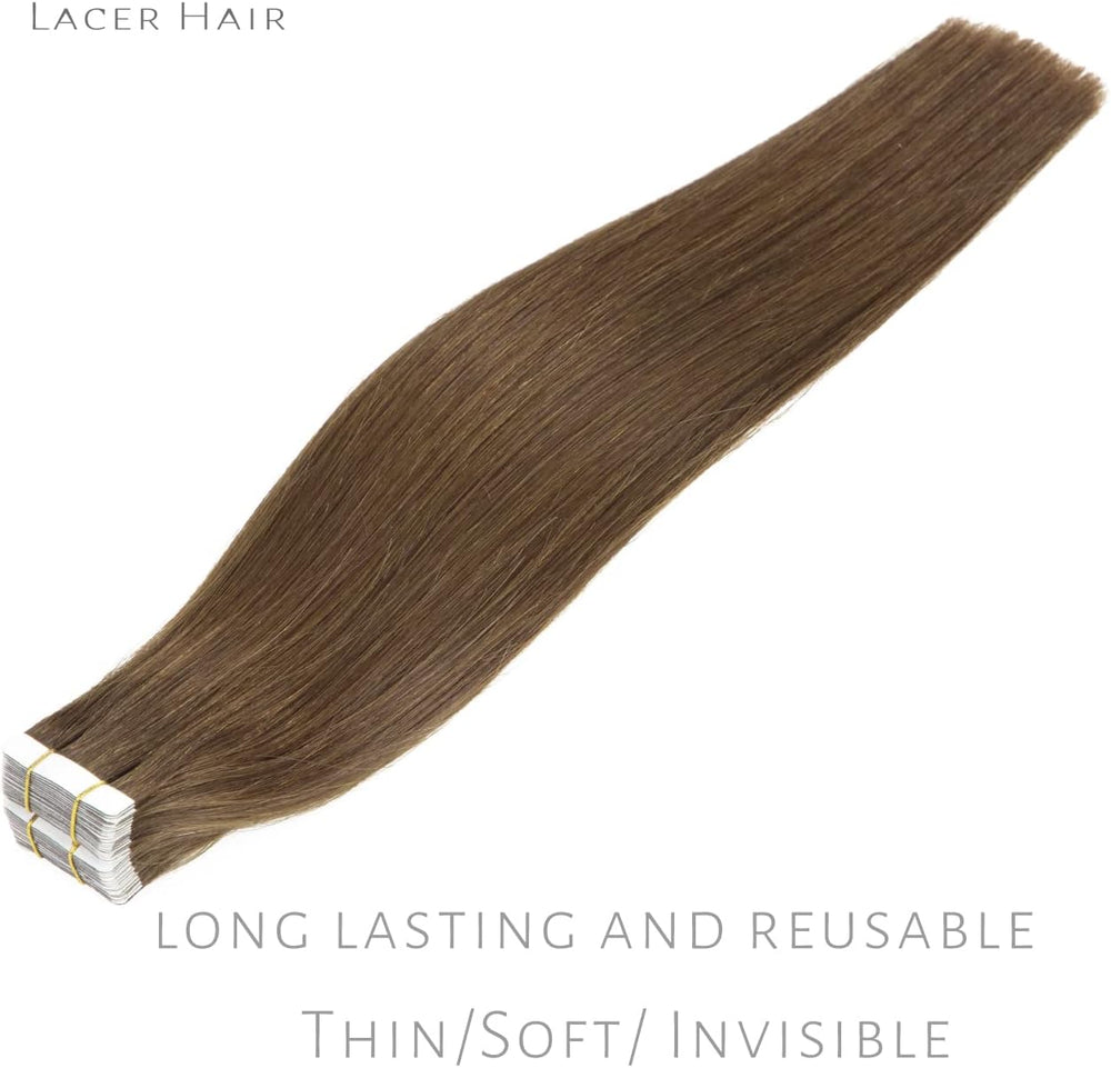 Lacer 22 Inch Tape In Extensions Chocolate Brown Color