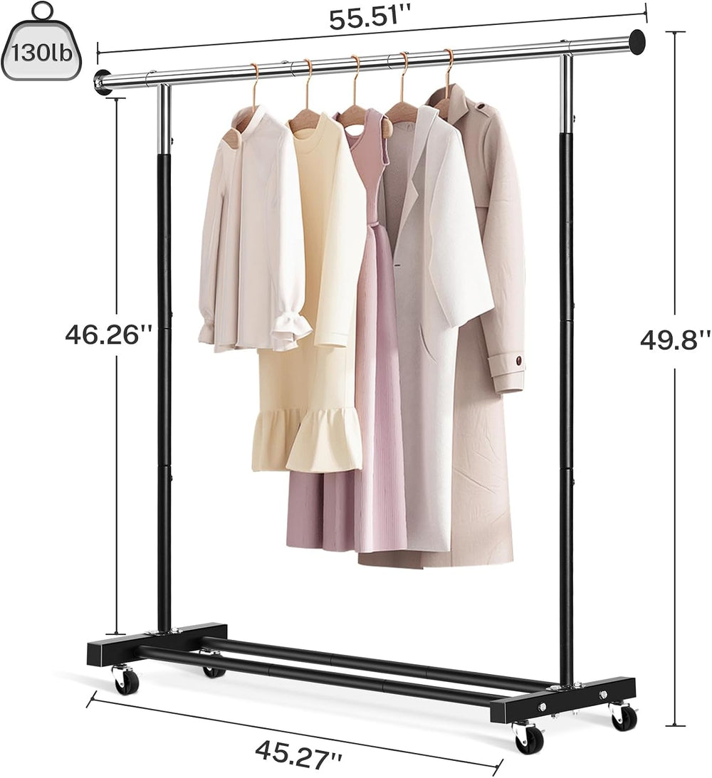 VICERII Clothing Rack, 55.51 Inch Heavy Duty Clothes Rack Rolling Garment Rac...