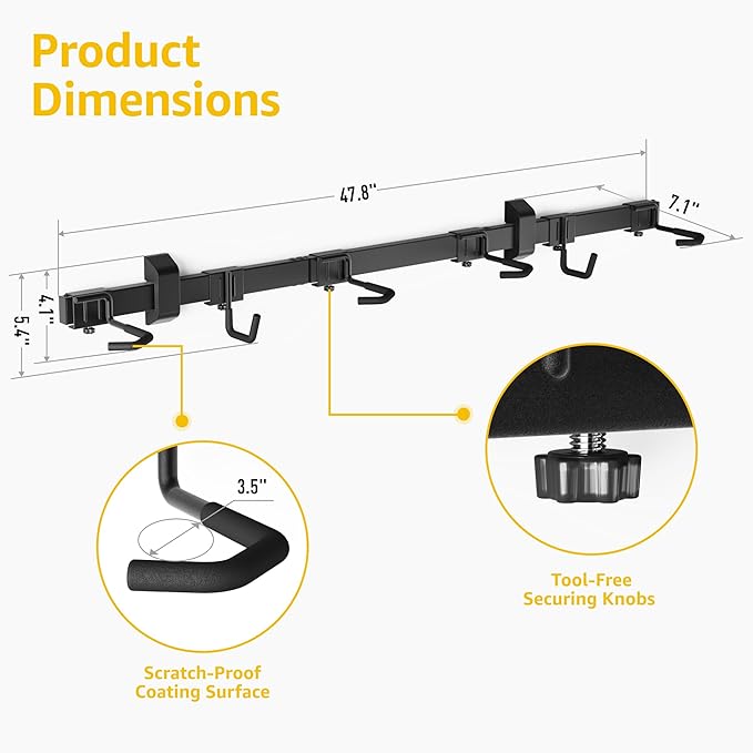 monTEK Enhanced Bike Storage Rack, Adjustable 4-Bike and 2-Helmet Hangers