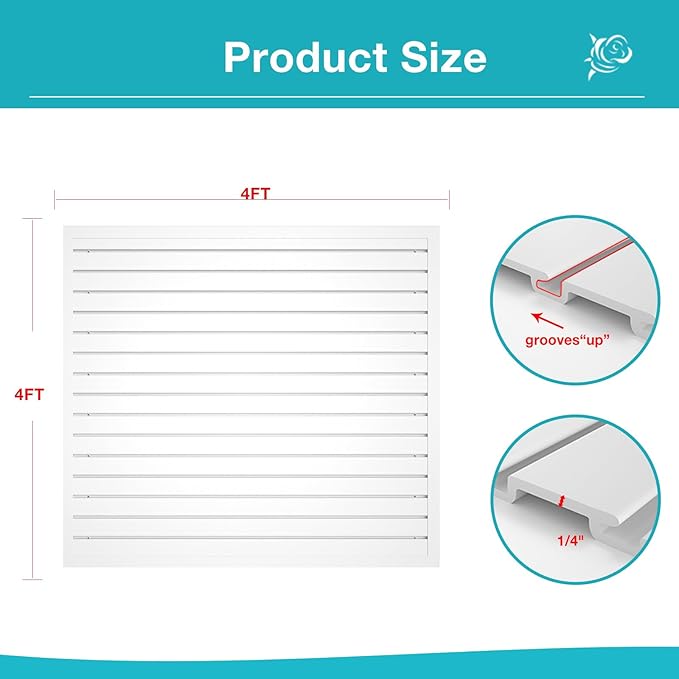 NeatiEase Slatwall Panel Wall Storage Systems, 4 x 4ft Slat Wall Paneling