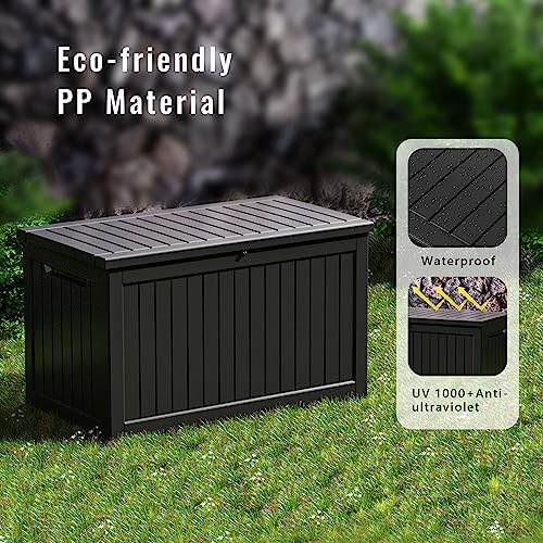 DRATO 280 Gallon Deck Box, Outdoor Large Waterproof Resin Storage Box with Lo...