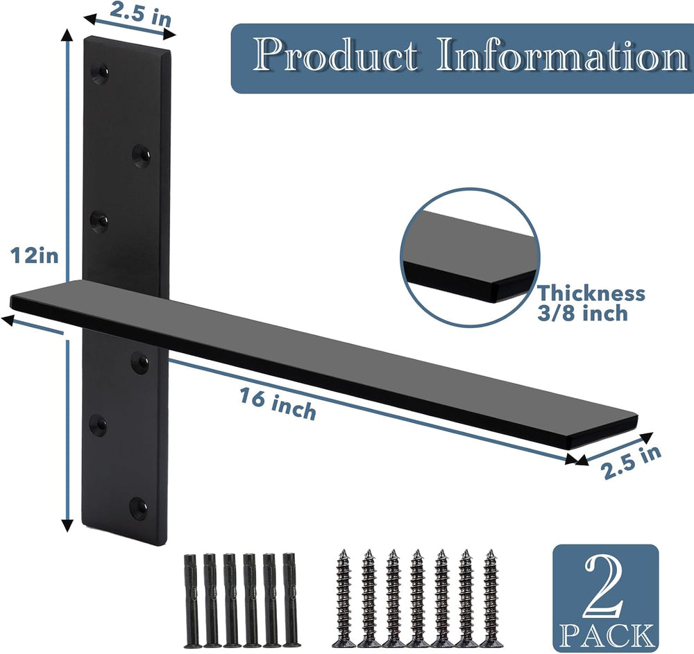 Free Hanging Countertop Support Bracket 16" Lx2.5 W 2 Pack Hidden Floati...