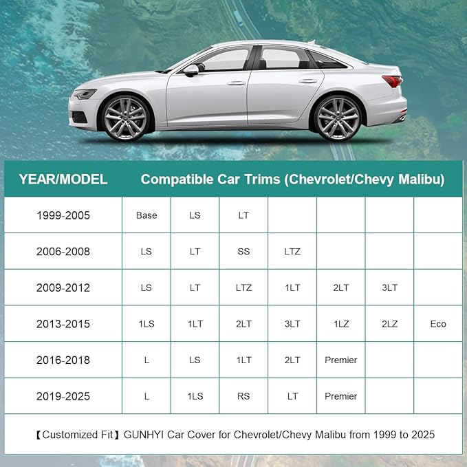 Premium Car Cover Custom Fit Chevrolet Chevy Malibu, 16 Layers Heavy Duty Car