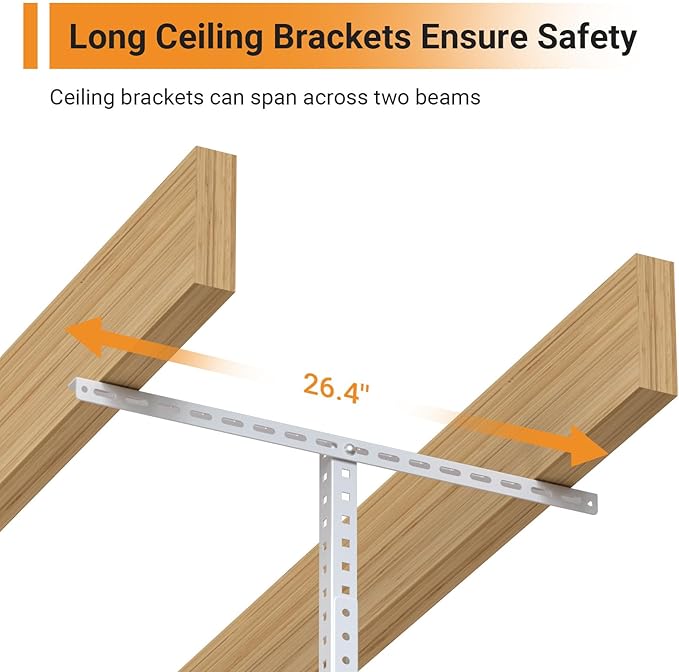 4ftx8ft Overhead Garage Storage Rack, Heavy-Duty Metal Garage Ceiling Storage