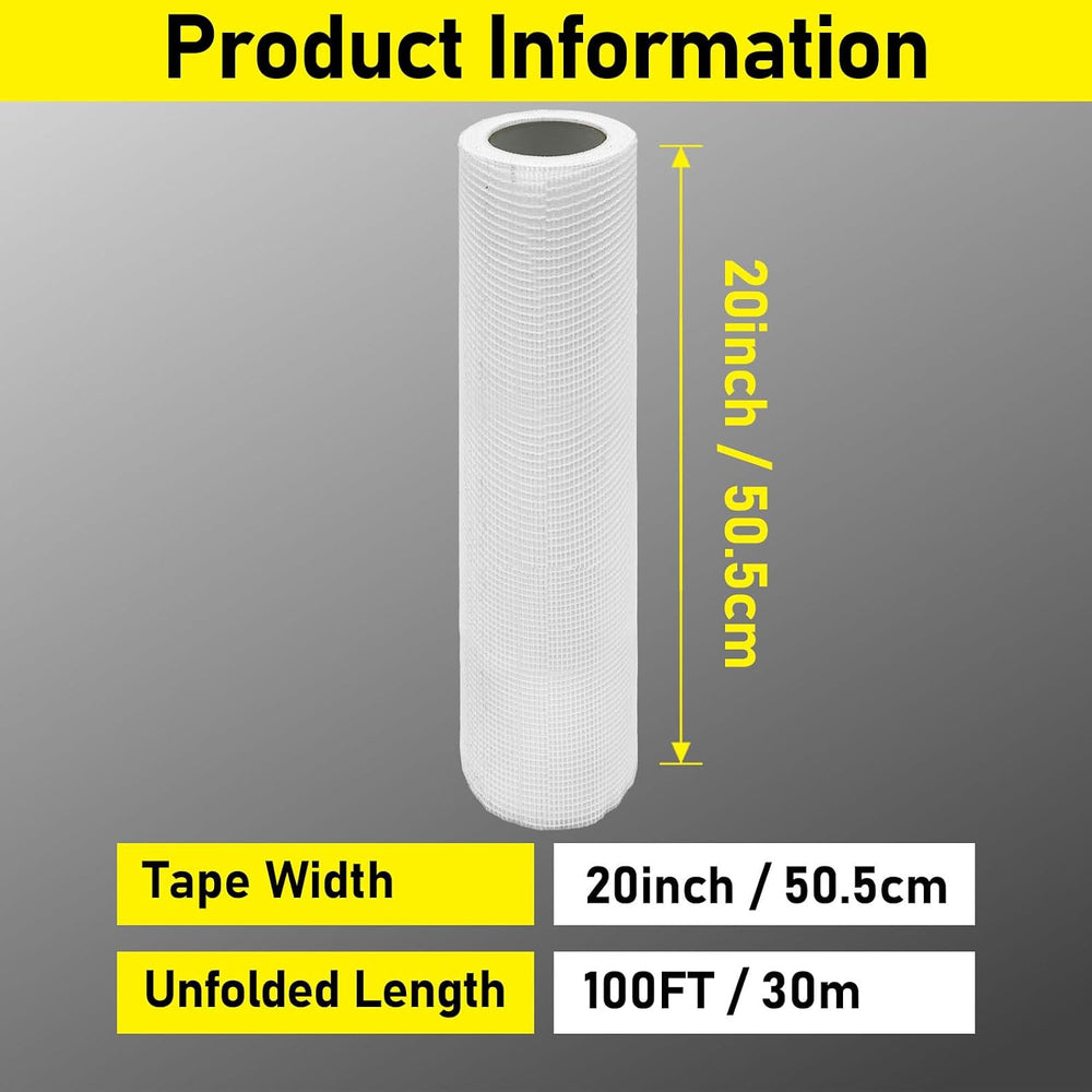 20" 100 Feet Drywall Joint Tape, Self-Adhesive Encrypted Fiberglass
