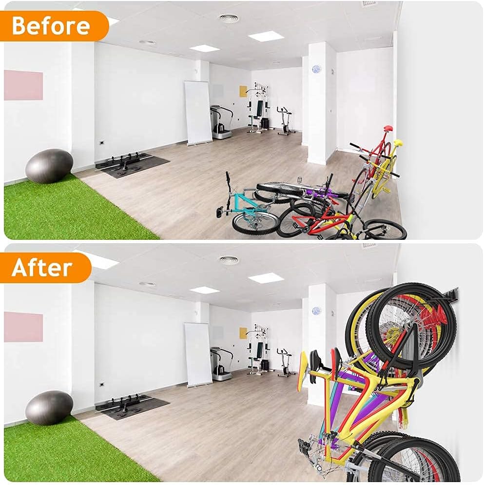 TORACK Bike Storage Rack, 6 Bikes Bike Racks & 5 Helmets Hooks for Garage