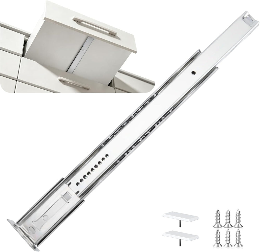 LONTAN 5 Pcs Center Mount Drawer Slides 16 Inch Bottom Mount Drawer Rails