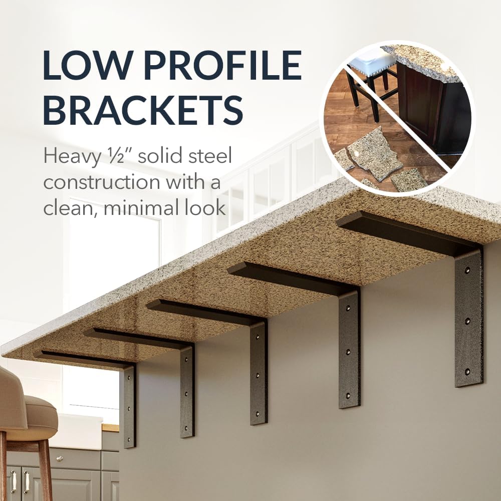 Iron Supports Front Mount L Bracket - Heavy Duty Steel Countertop Bracket for...