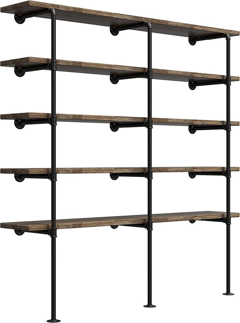 Industrial Retro Wall Mount Iron Pipe Shelf,DIY Open Bookshelf,Hung Bracket,H...