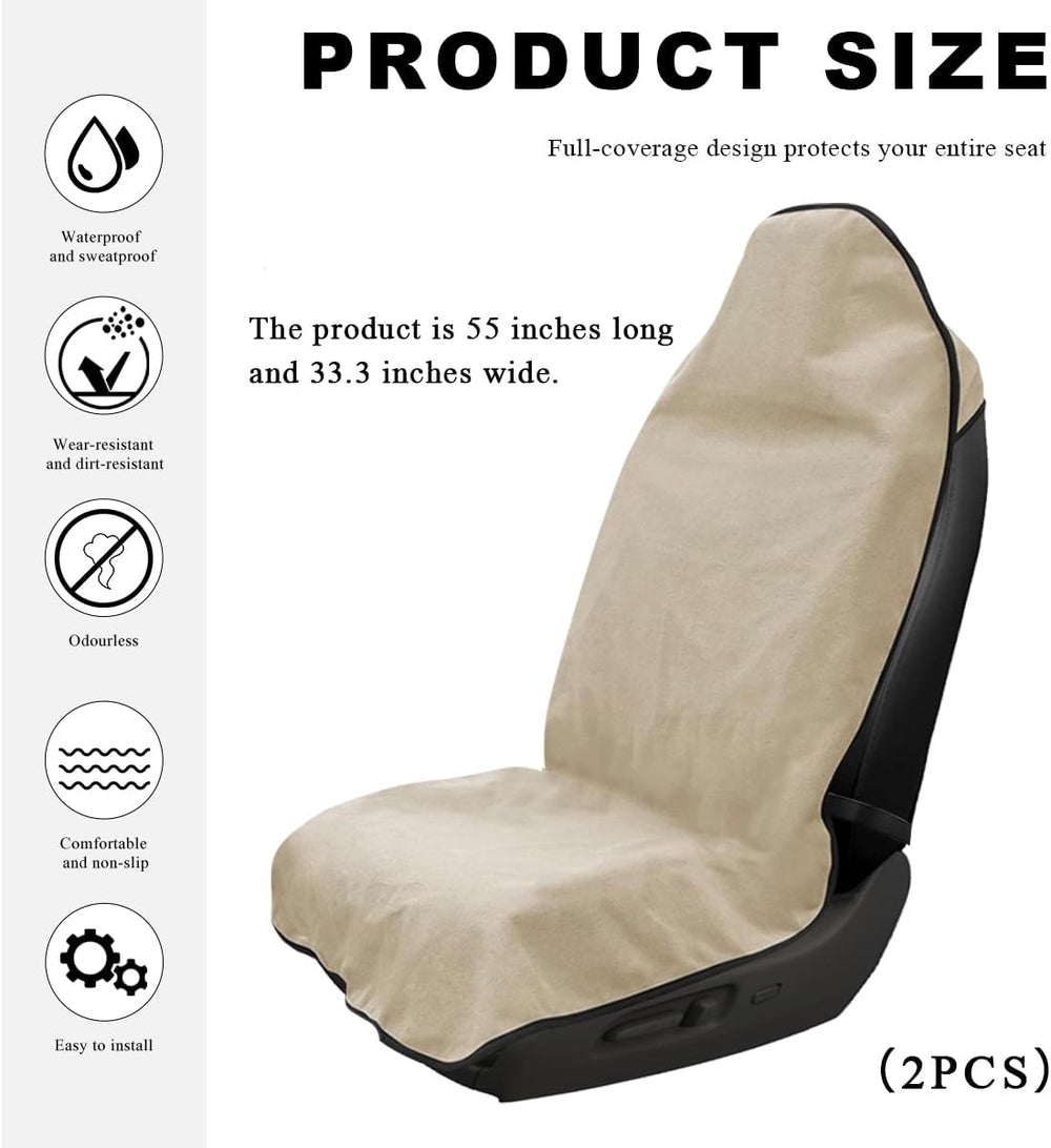 DXNQ 2PCS Car Towel Seat Cover, Waterproof Sweating Non-Slip Premium Soft Tow...