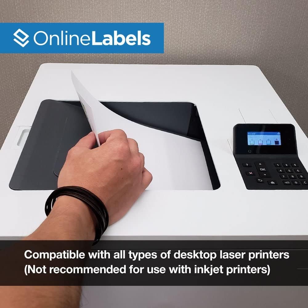 OnlineLabels 8.5" x 11" 1 Vert Back Slit - White Gloss Laser - 100 ...