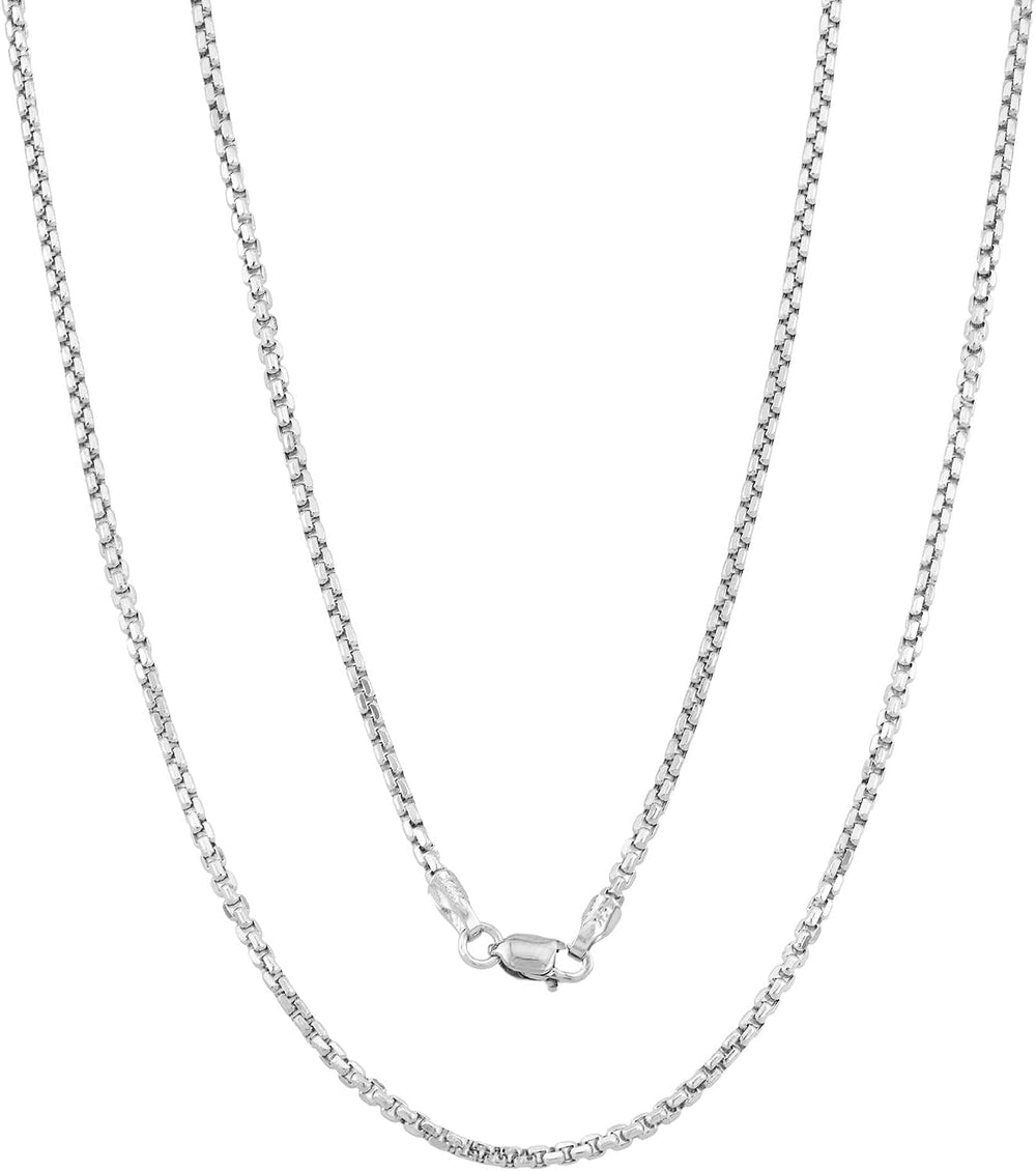JEWELHEART 14K Real Yellow/White Gold Round Box Chain Necklace, 1.3mm-3.4mm