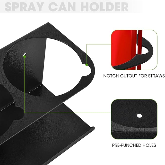 Touri 6 Pack Spray Can Holder for Garage and Workspace, Wall-Mounted Steel