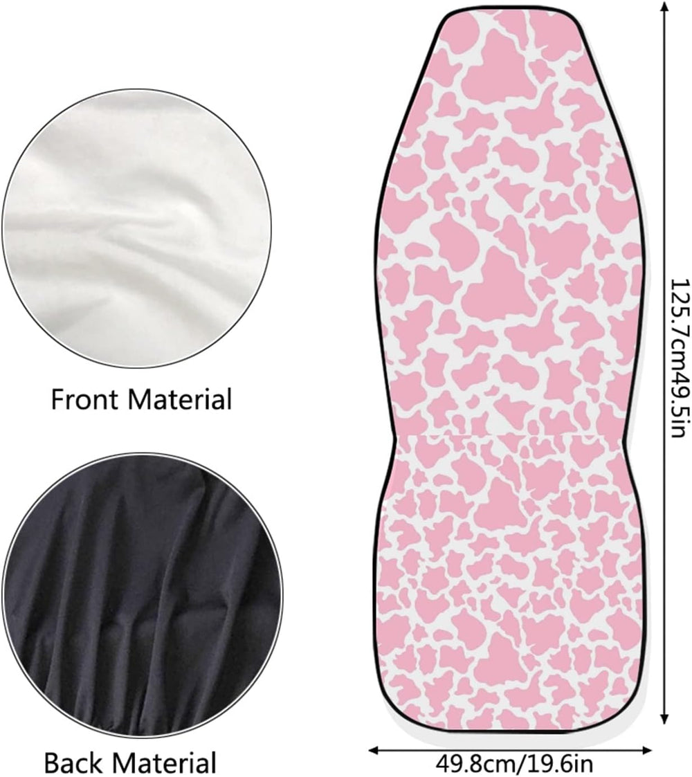 Dreaweet Pink Cow Animal Print Car Seat Cover 2 Pcs Car Accessories for Women...