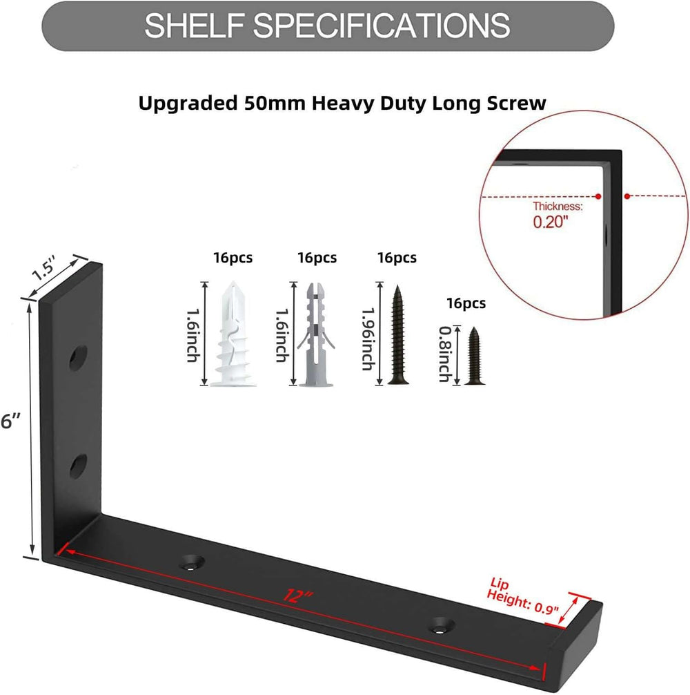 WEKIS Shelf Brackets 12 Inch, Strong Heavy Duty Floating Shelf Brackets Pack ...