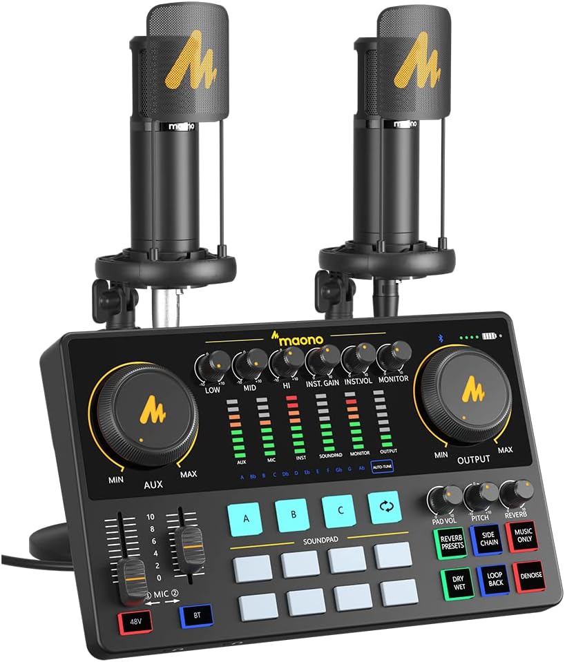MAONO-MaonoCaster-Podcast Equipment Bundle for 2-includes All-in-one Audio In...