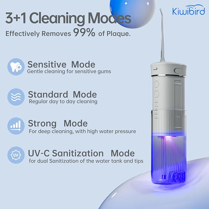 KIWIBIRD Mini Water Flosser for Travel, Ultra-Portable Cordless Oral Irrigator