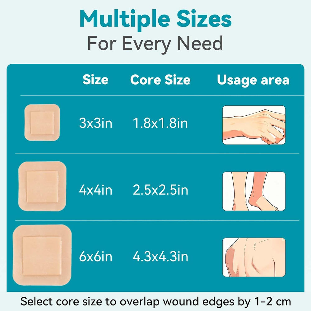 Dimora Silicone Foam Dressing 4"x4" for Wound Care Bed Sore Patches...