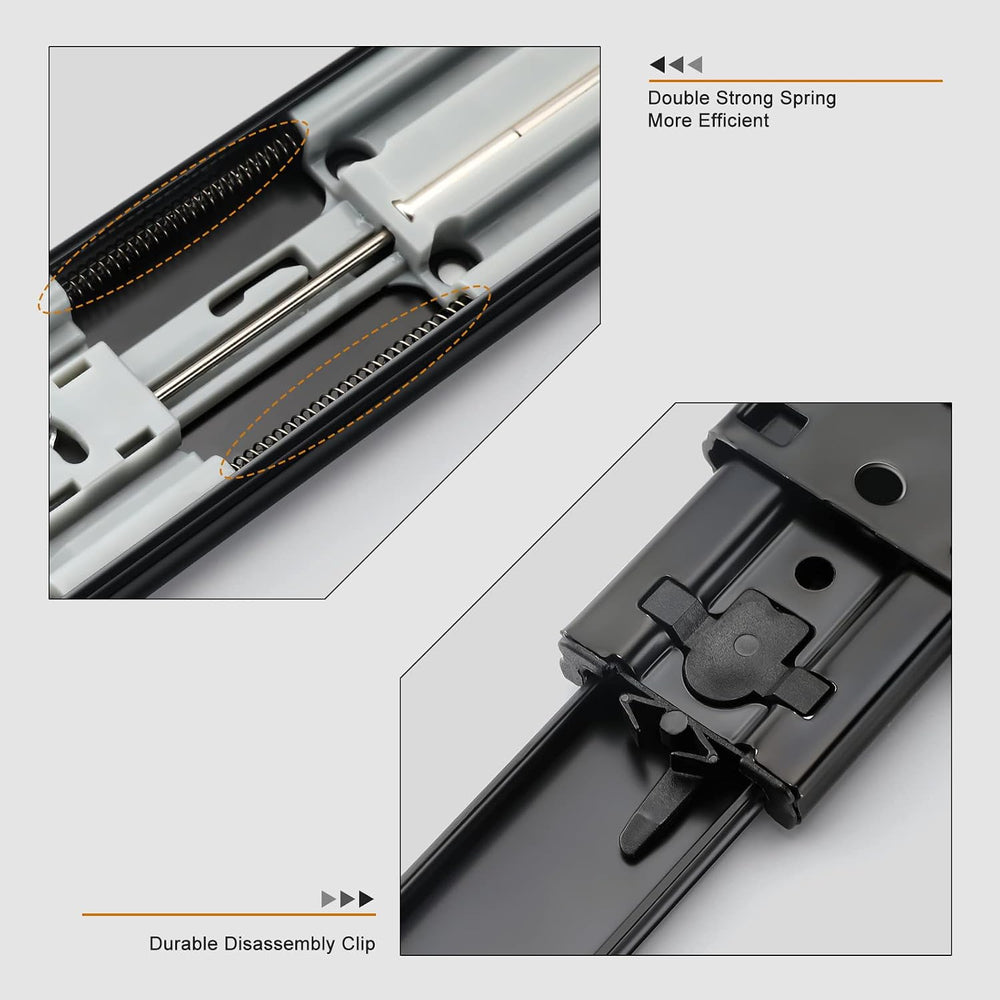 LONTAN 10 Pairs Black Soft Close Drawer Slides 22 Inch Heavy Duty Runners