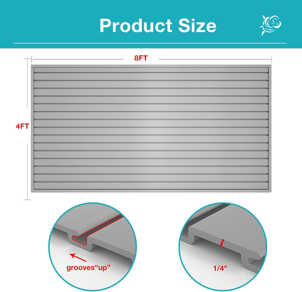 NeatiEase Slatwall Panel Wall Storage Systems, 4 x 8ft Slat Wall Paneling Gar...