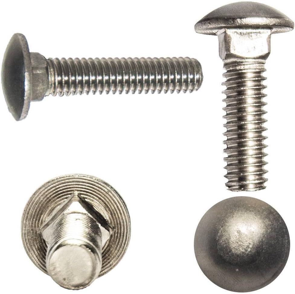 1/4-20 x 1-3/4" Carriage Bolts, Round Head, Square Neck, Stainless Steel...