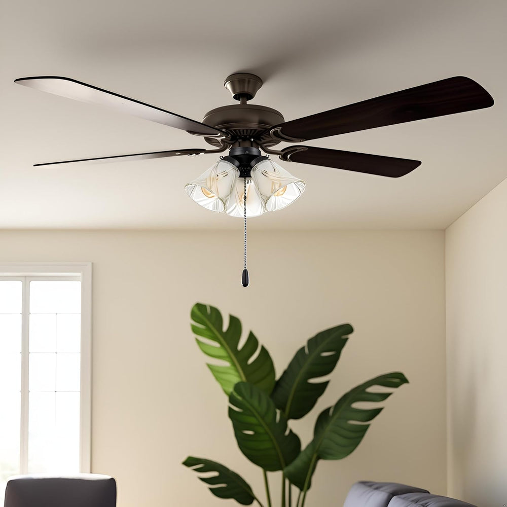 Aspen Creative 22012-3, Three-Light Ceiling Fan Light Kit with Pull Chain, Ma...