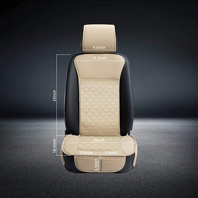 Elantrip Leather Car Seat Covers Front 2PC Waterproof Universal Fit Beige | E...