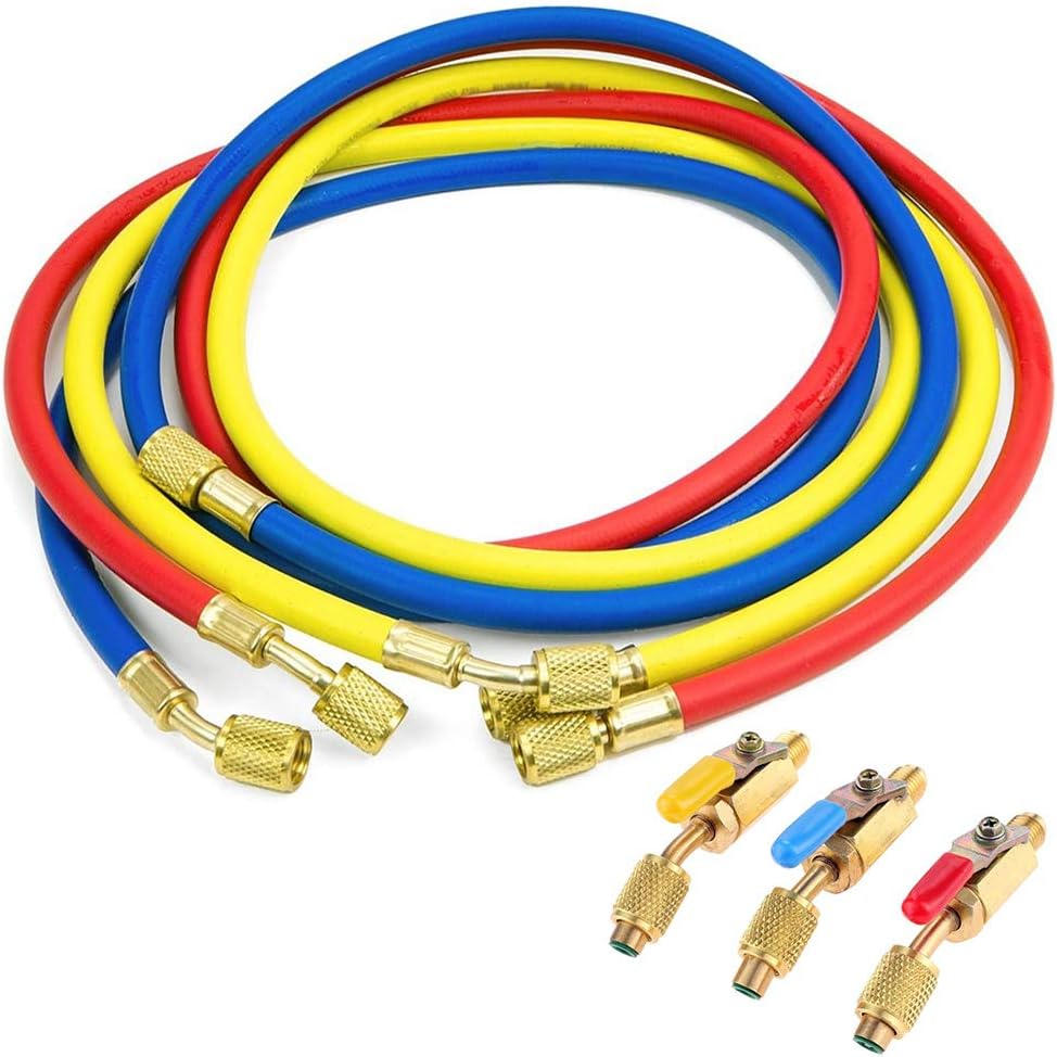 Refrigerant Charging Hose with Ball Valve Apply to R134A R12 R22 R502 R404 Re...