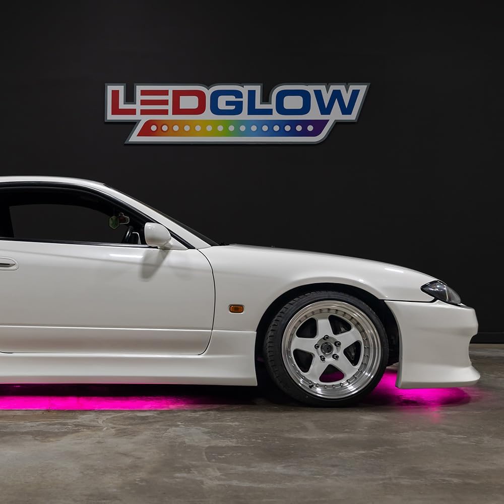 LEDGlow 4pc Pink LED Flexible Car Slimline Underbody Underglow Accent Neon Li...