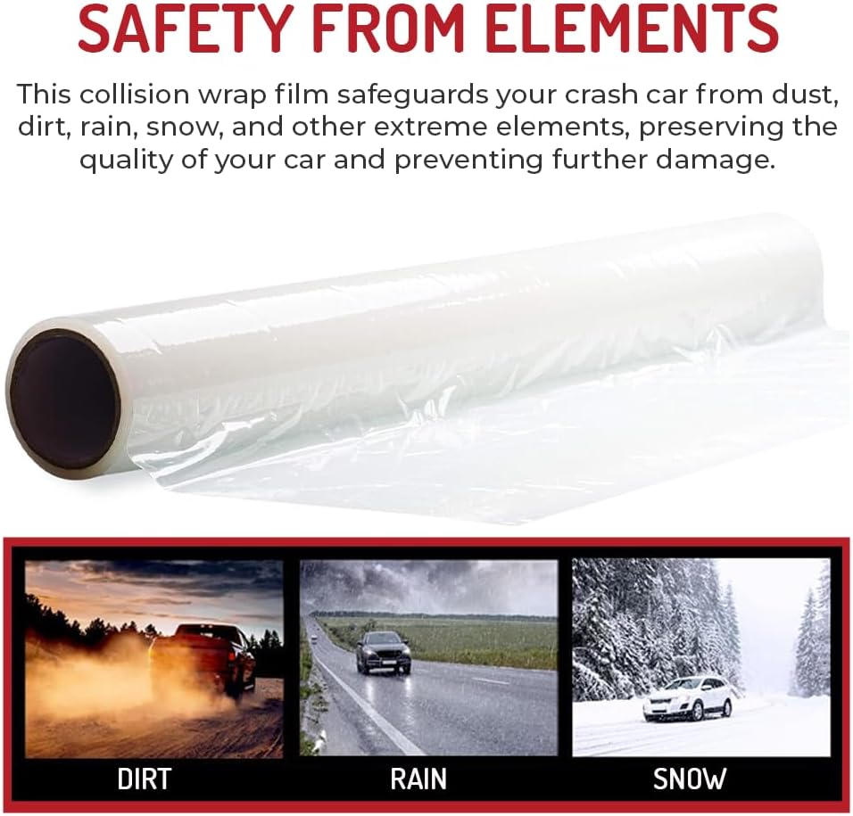 Hi-Tech Collision Crash Wrap, 36" X 100' X 3 MIL, Wreck Wrap for Dam...