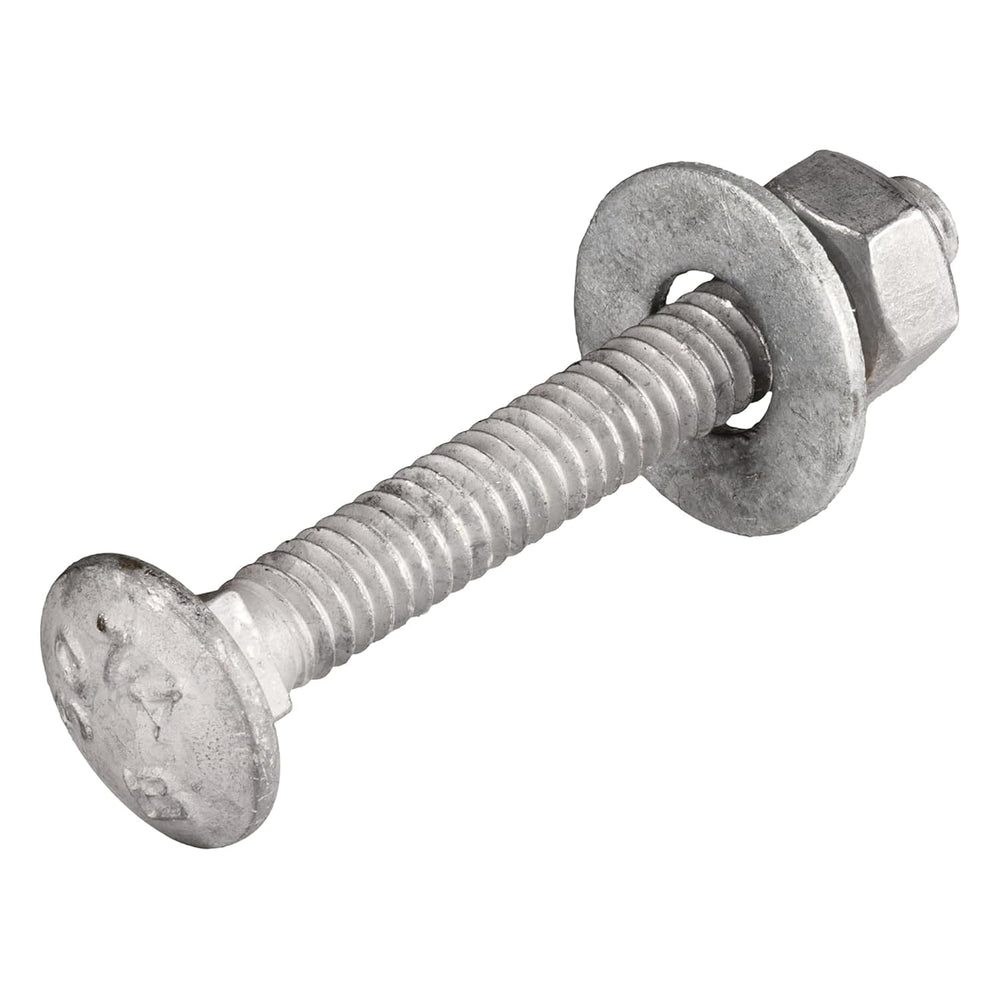 1/4" x 2" (100 Pack) Galvanized Carriage Bolt Kit Grade 307A Includ...
