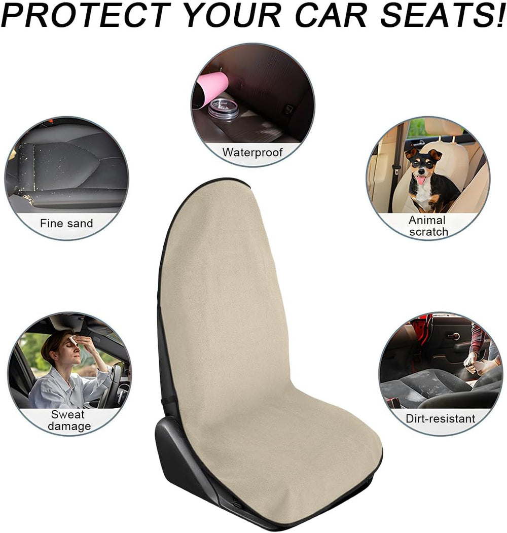 DXNQ 2PCS Car Towel Seat Cover, Waterproof Sweating Non-Slip Premium Soft Tow...