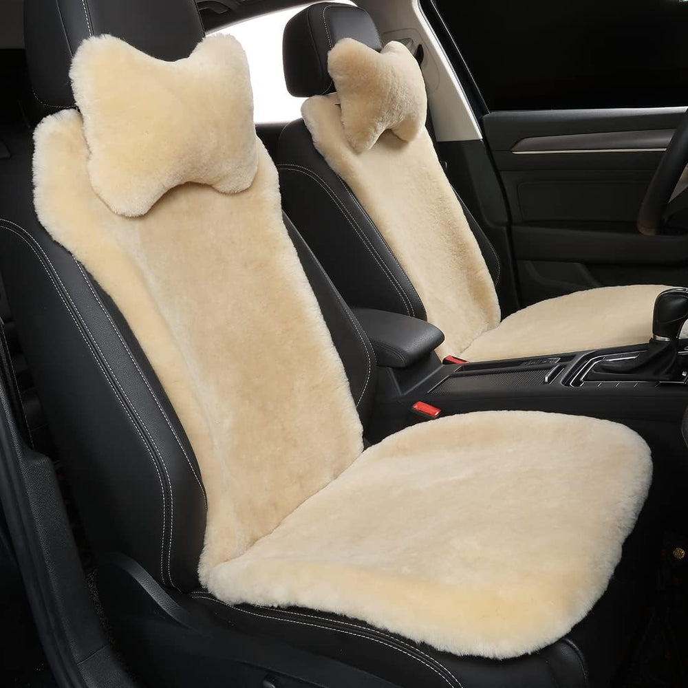 Fuzzy Sheepskin Car Seat Cover for Soft Fur Genuine Wool Cushion