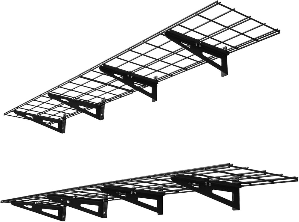 VEVOR 2-Tier Heavy Duty Wall Garage Shelving, 4 Pack 1 x 3 ft Steel Wall Moun...