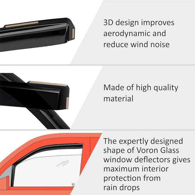 Voron Glass in-Channel Extra Durable Rain Guards (4 Pieces)