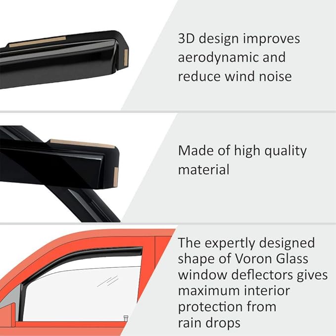 Voron Glass in-Channel Extra Durable Rain Guards (2 Pieces)