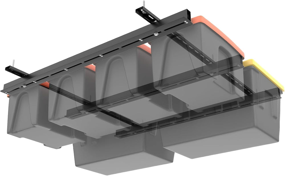 TORACK Garage Ceiling Bin Storage Rack, Overhead Tote Storage Rails System