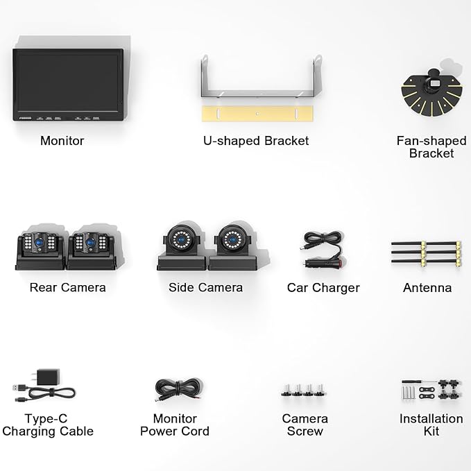 Fookoo 1080P 10" Magnetic Wireless Backup Camera 10" HD Split Scree...