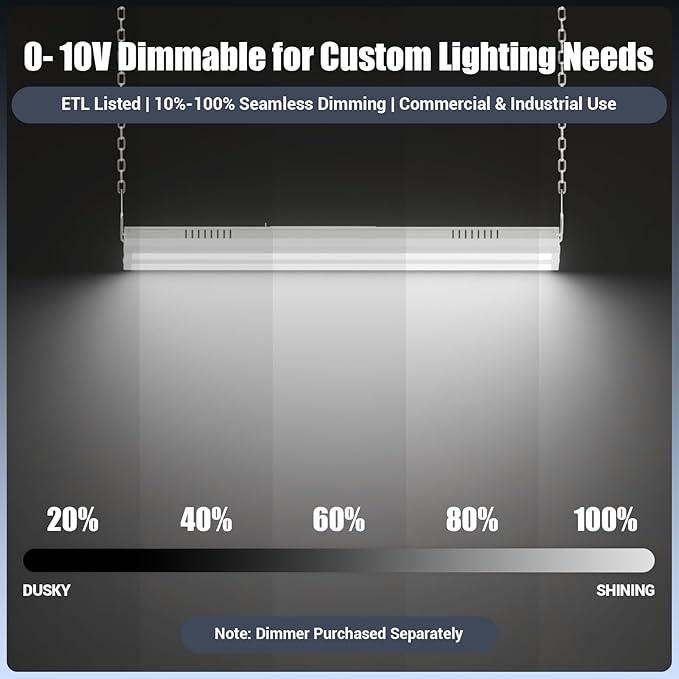 High Bay LED Shop Light 1.35FT 150W 22500LM 0-10V Dimmable 5000K Daylight