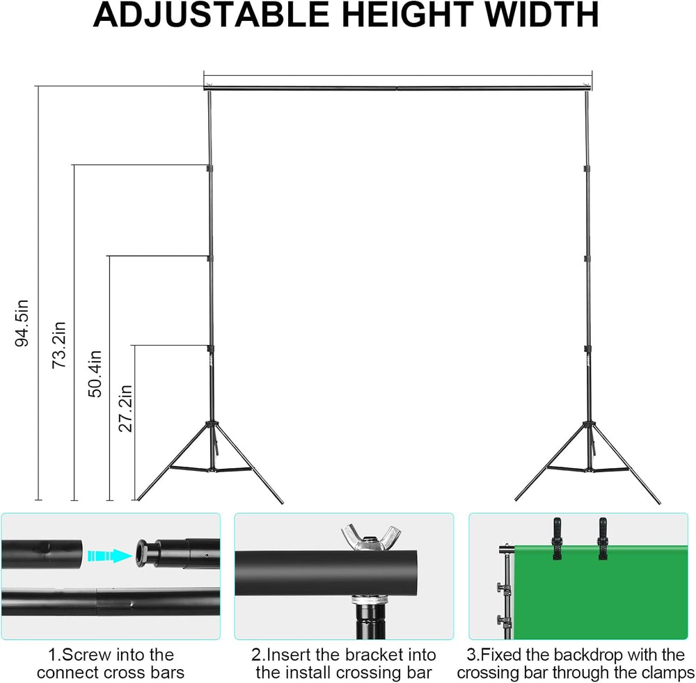 Photography Lighting kit with Backdrops, 8.5x10ft Backdrop Stands, UL Certifi...