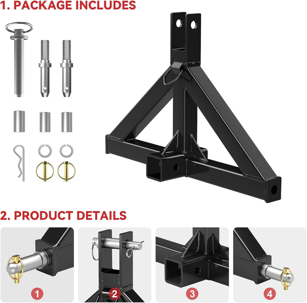 3 Point 2" Trailer Hitch Receiver Compatible with Quick Hitch for Catego...