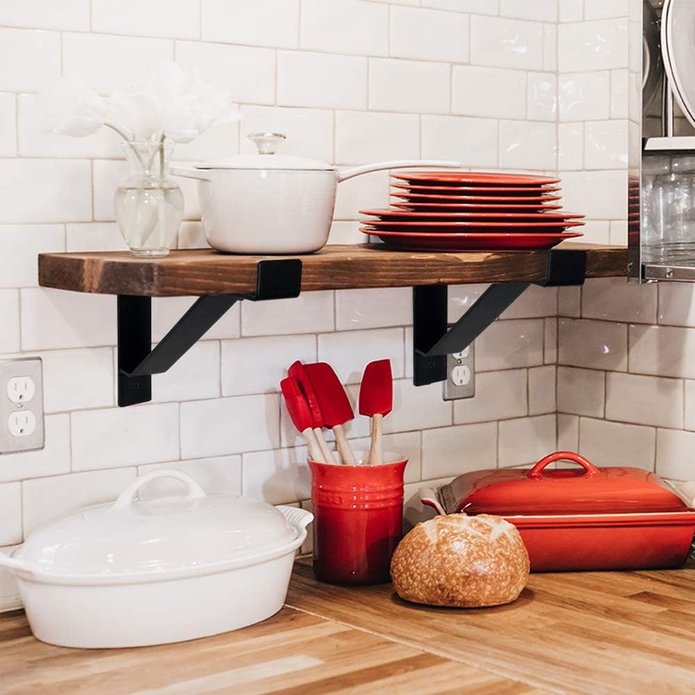 Heavy Duty Shelf Brackets 16 inch, Industrial Wall Brackets with Lip Metal St...