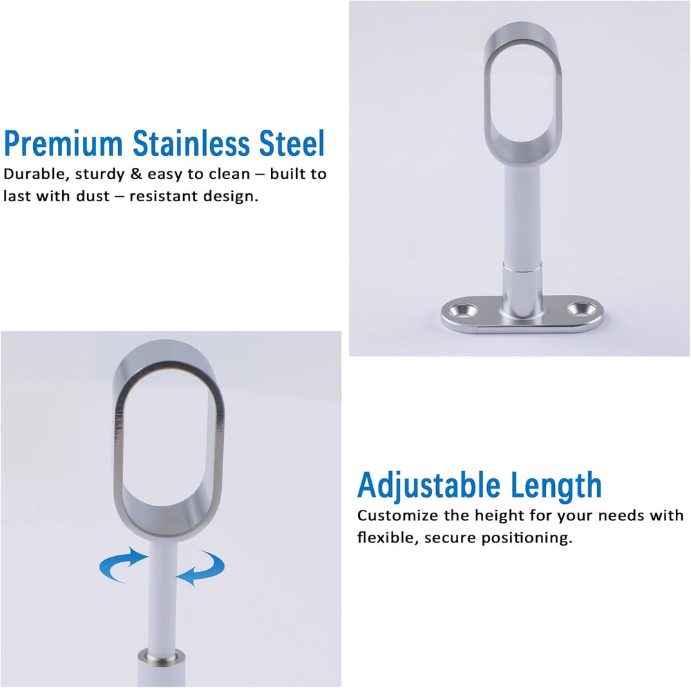 INCREWAY Closet Rod Support, 20Pcs Hollow Zinc Alloy Adjustable Oval Wardrobe...