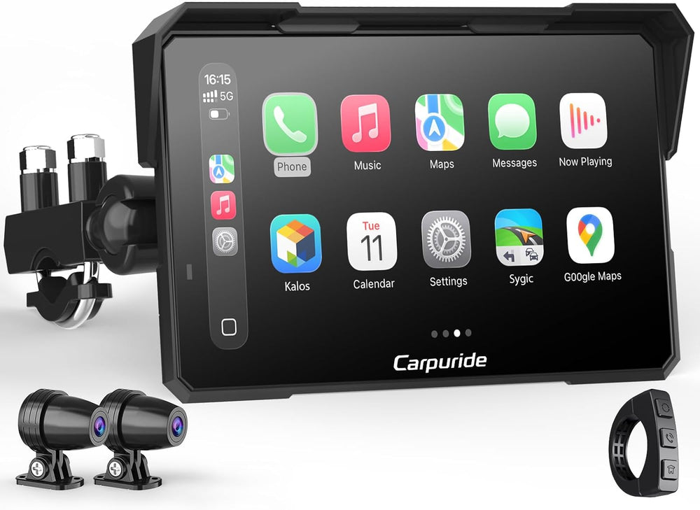 Carpuride W702 Plus 7" Motorcycle CarPlay Android Auto Android 14 Dash Cam