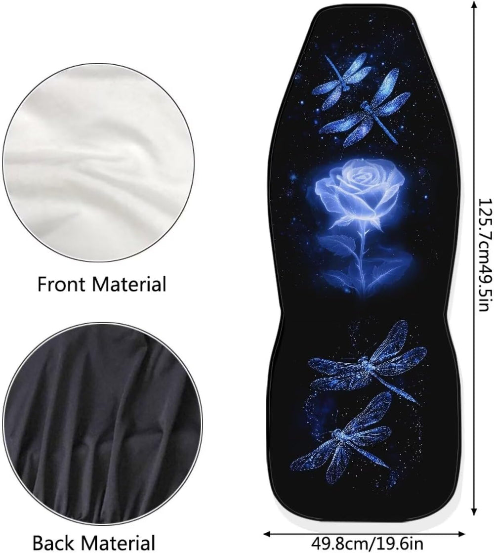 Poceacles Dragonfly Rose Blue Universal Car Seat Covers 2 Pack Automotive Fro...
