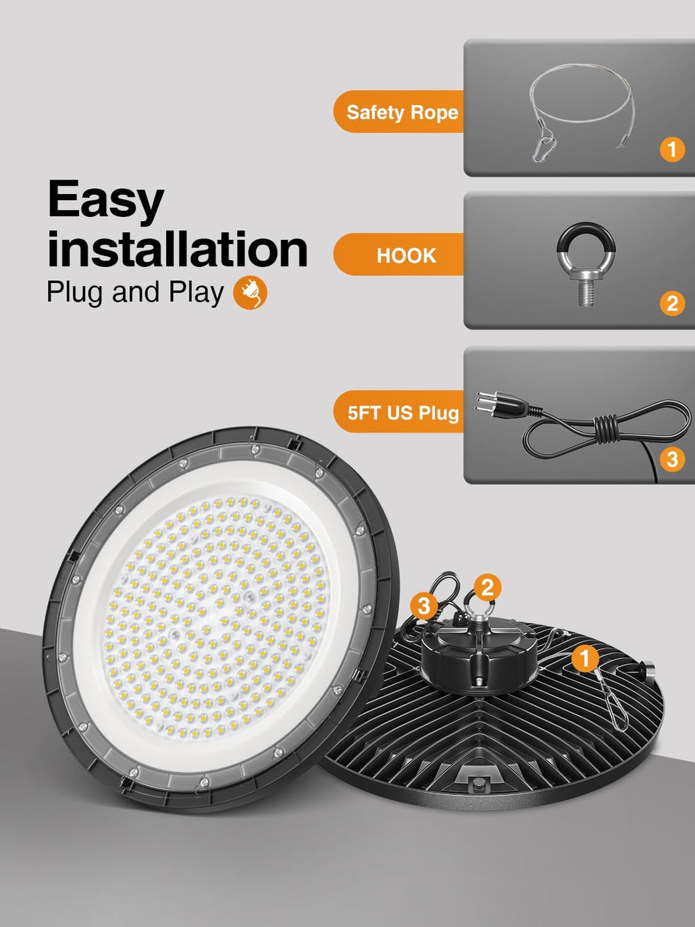 UFO High Bay Light 200W 5000K 30000LM 150LM/W 10 Pack (Eqv.800W MH/HPS)